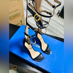 STUART WEITZMAN NUDISTGLAM GLADIATOR SANDALS - BLACK 6.5
